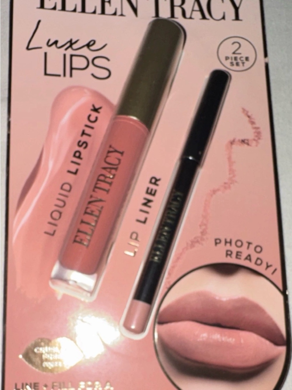 Ellen Tracy Luxe Lips Liquid Lipstick & Lip Liner - Nude Pink